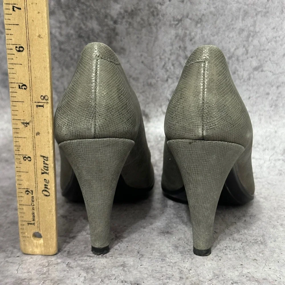 Ecco Shape 75 Sleek Pumps Womens 39 8-8.5 Gray Snakeskin Leather Heel